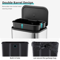 Pattumiera Garvee da 12 litri con coperchio a chiusura ammortizzata e pedale, acciaio inossidabile, compatta per cucina e bagno, argento
