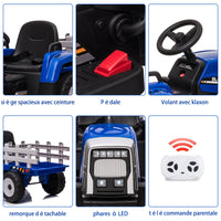 Trattore elettrico Garvee a batteria, giocattolo per bambini blu con aspetto realistico e design robusto, per passeggiate in giardino e giochi in fattoria dai 3 anni, all'aperto e al chiuso