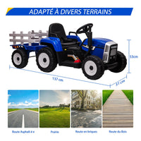 Trattore elettrico Garvee a batteria, giocattolo per bambini blu con aspetto realistico e design robusto, per passeggiate in giardino e giochi in fattoria dai 3 anni, all'aperto e al chiuso