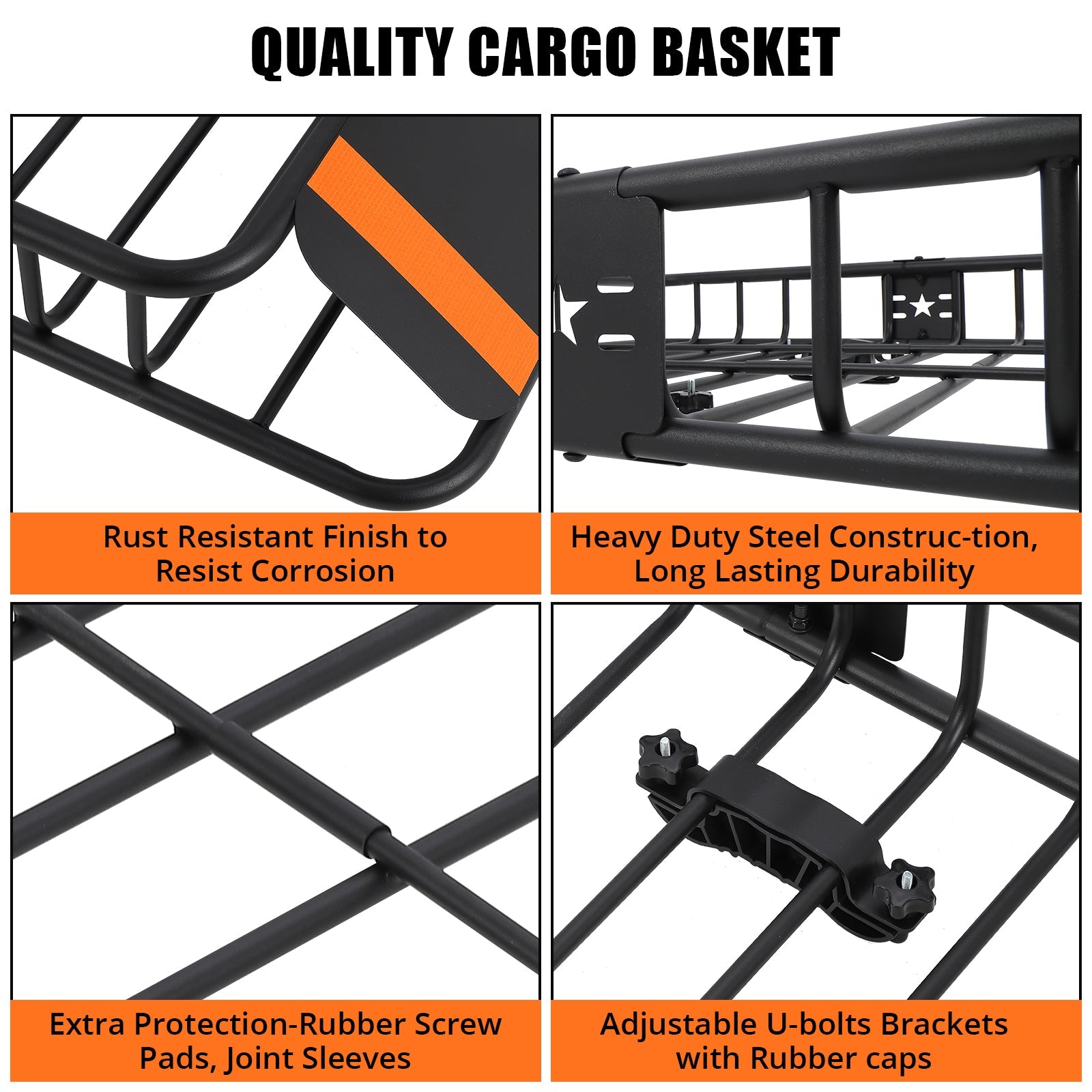 Portapacchi Garvee 64x39x6 pollici con borsa impermeabile da 21 piedi cubi per SUV e camion da esterno, acciaio, nero, aerodinamico
