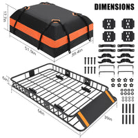 Portapacchi Garvee 51x36x5 pollici con borsa impermeabile da 15 piedi cubi per SUV e camion da esterno, acciaio, nero, aerodinamico