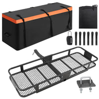 Cestino portaoggetti Garvee Hitch Mount 60"x20"x5.9" Borsa impermeabile pieghevole con telaio in acciaio Capacità 200 libbre Ricevitore da 2" per viaggi