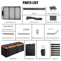 Cestino portaoggetti Garvee Hitch Mount 60"x20"x5.9" Borsa impermeabile pieghevole con telaio in acciaio Capacità 200 libbre Ricevitore da 2" per viaggi