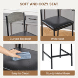 Set Garvee 2 Sgabelli da Bar Altezza 100 cm, Seduta Larga Imbottita, Pelle PU, Telaio in Ferro, Cucina Sala da Pranzo, Nero - Grey