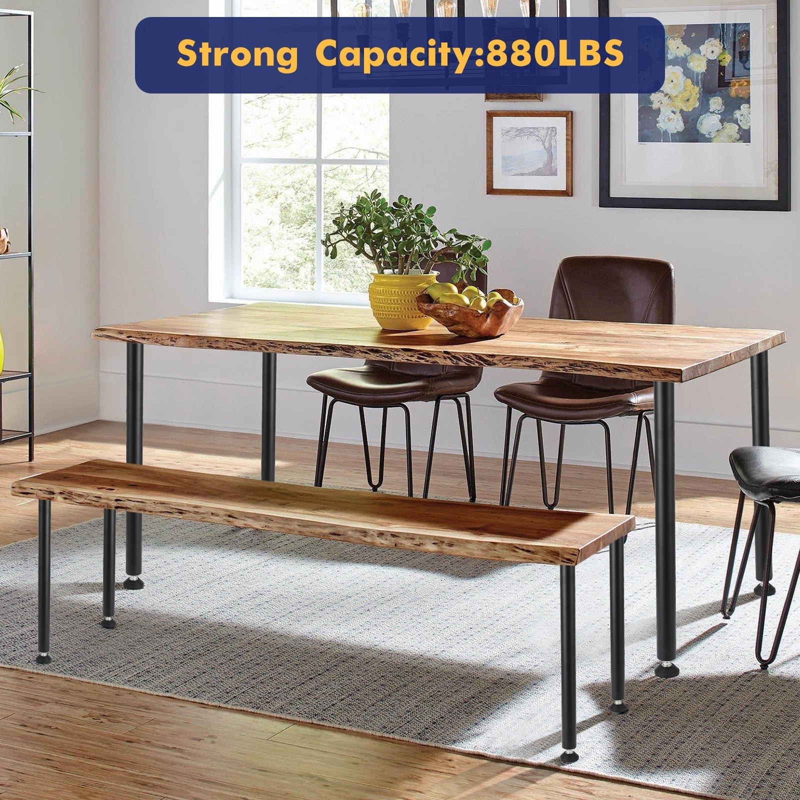 Gambe per tavolo Garvee da 28 pollici - Altezza regolabile, metallo, ideali per ufficio, sala da pranzo e design di mobili moderni