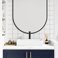 Lavabo da bagno Garvee, rettangolare, in ceramica, bianco, 61x45x13 cm, per bagno e toilette per gli ospiti, moderno, antigraffio, smaltato