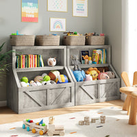 Libreria per bambini e contenitore per giocattoli Garvee, a 2 livelli, in legno, robusta, sicura per i bambini, per sale giochi e asili, 31x16x32 pollici