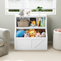 Libreria per bambini e contenitore per giocattoli Garvee, 2 ripiani, in legno, per sala giochi e cameretta dei bambini, 31,42x16,56x32 pollici, legno naturale