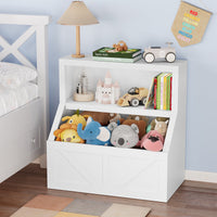 Libreria per bambini e contenitore per giocattoli Garvee, 2 ripiani, in legno, per sala giochi e cameretta dei bambini, 31,42x16,56x32 pollici, legno naturale