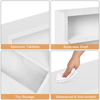 Libreria per bambini e contenitore per giocattoli Garvee, 2 ripiani, in legno, per sala giochi e cameretta dei bambini, 31,42x16,56x32 pollici, legno naturale