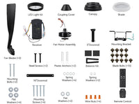 Ventilatori da soffitto GARVEE con luce, ventilatore da soffitto da 132 cm con 6 velocità e 2 aste, telecomando LED dimmerabile, ventilatore da soffitto moderno silenzioso reversibile CC per uso interno ed esterno
