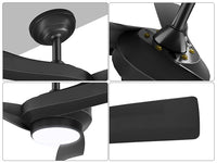 Ventilatori da soffitto GARVEE con luce, ventilatore da soffitto da 132 cm con 6 velocità e 2 aste, telecomando LED dimmerabile, ventilatore da soffitto moderno silenzioso reversibile CC per uso interno ed esterno