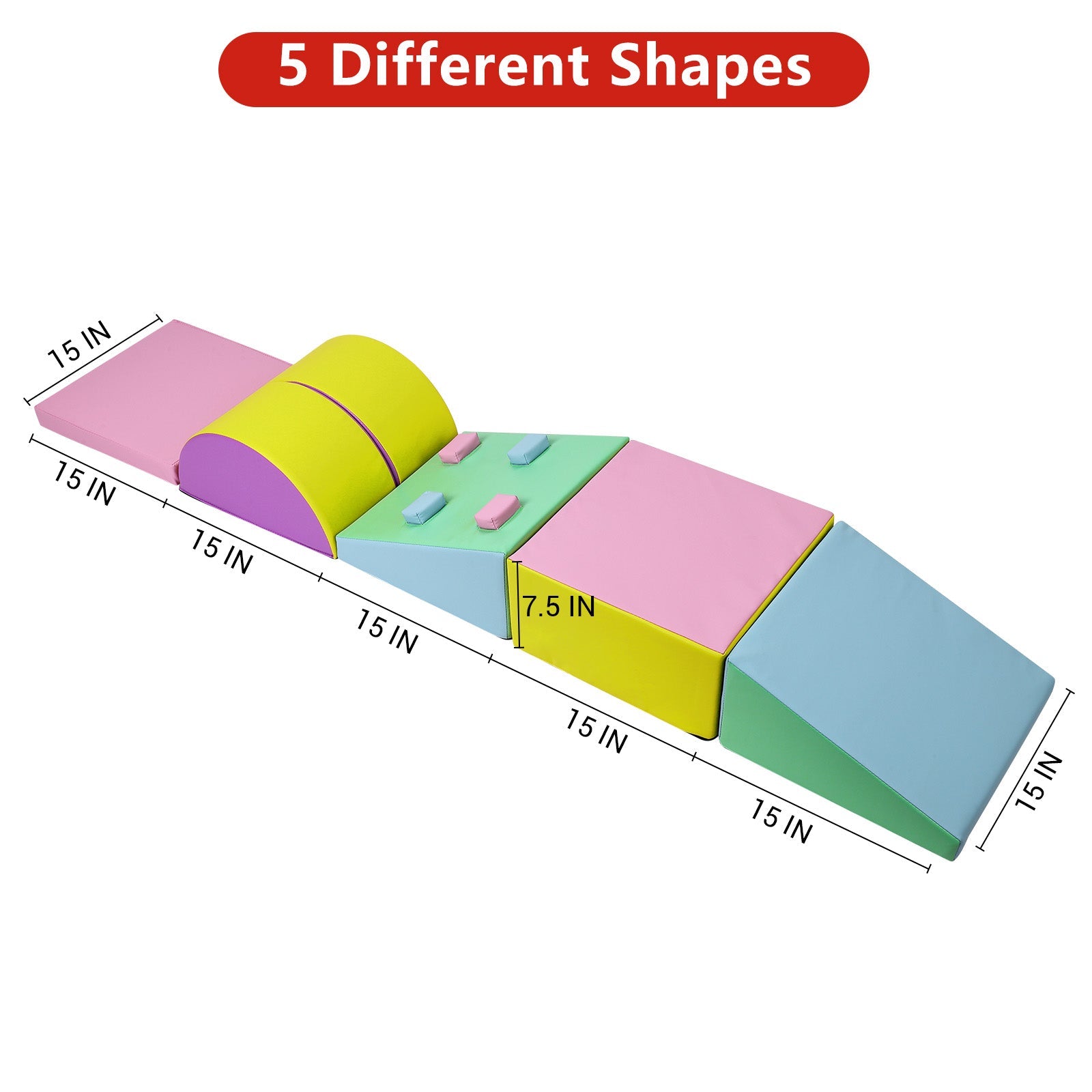 Set di 5 blocchi da arrampicata in schiuma Garvee per bambini piccoli, parco giochi al coperto, impermeabili, antiscivolo, facili da pulire