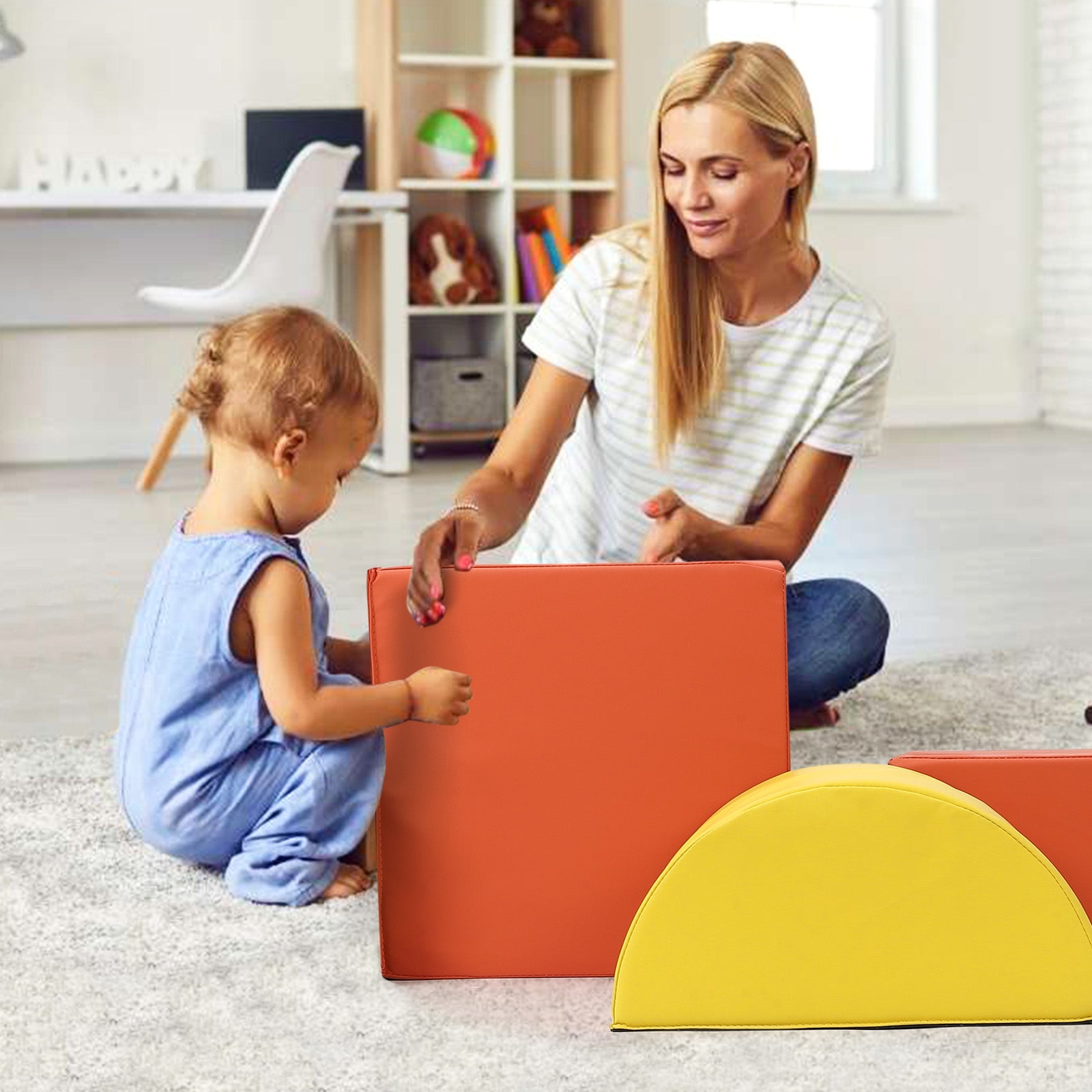 Blocchi da arrampicata in schiuma Garvee, set da 5 pezzi, impermeabili e antiscivolo, per parco giochi al coperto, sviluppo delle capacità motorie, multicolore