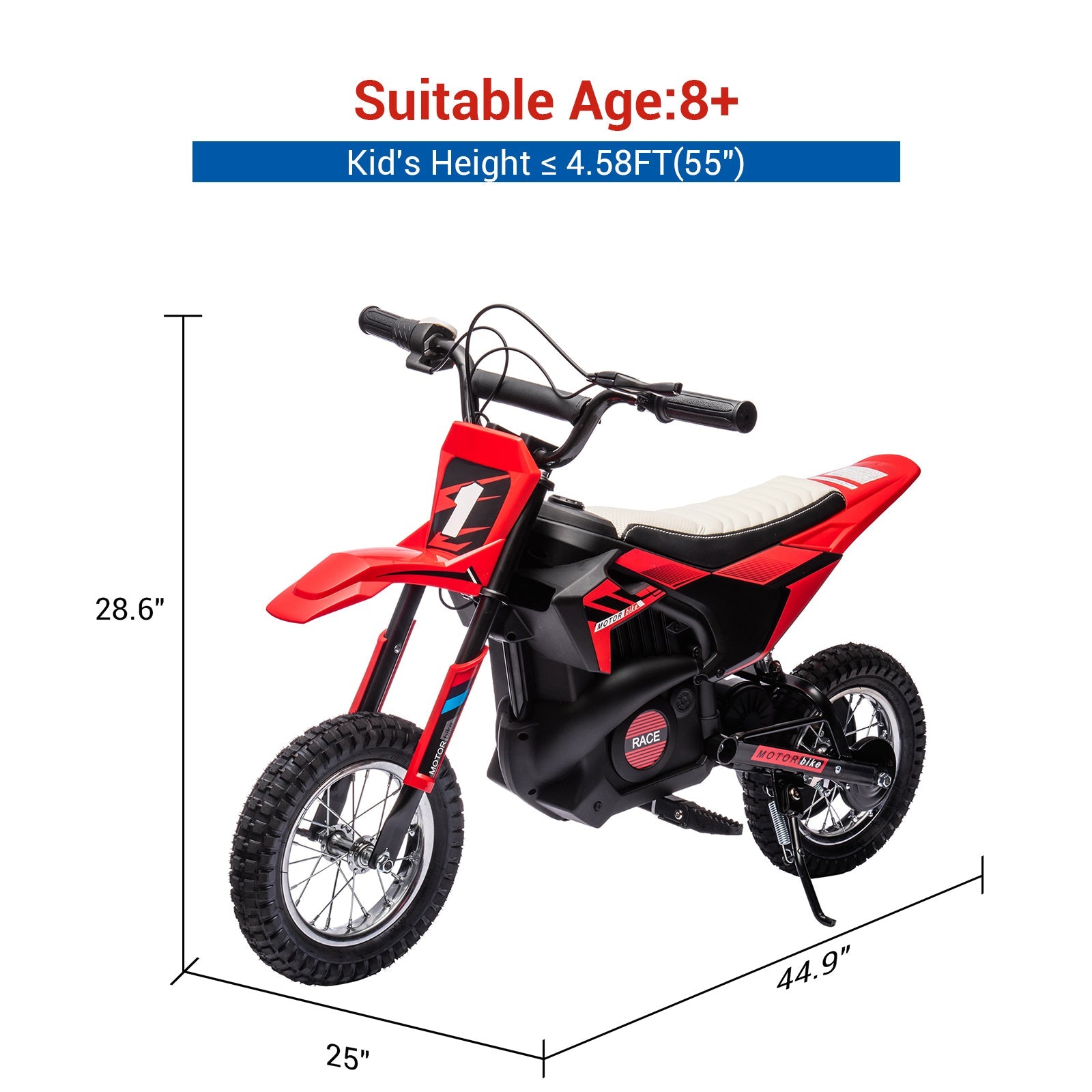 Moto elettrica fuoristrada Garvee 24V Motore da 250W per bambini e adolescenti Avventure all'aria aperta 44,9"L x 25"W x 28,6"H Nero