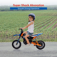 Moto elettrica fuoristrada Garvee 24V, motore da 250W, sedile in pelle, sospensioni in metallo, pneumatici, per bambini e adolescenti, blu