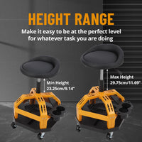 Sgabello girevole Garvee Workshop con capacità di 330 libbre, struttura in acciaio, ruote, portabicchieri per garage e officina, comodo, resistente