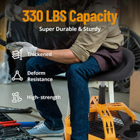 Sgabello girevole Garvee Workshop con capacità di 330 libbre, struttura in acciaio, ruote, portabicchieri per garage e officina, comodo, resistente