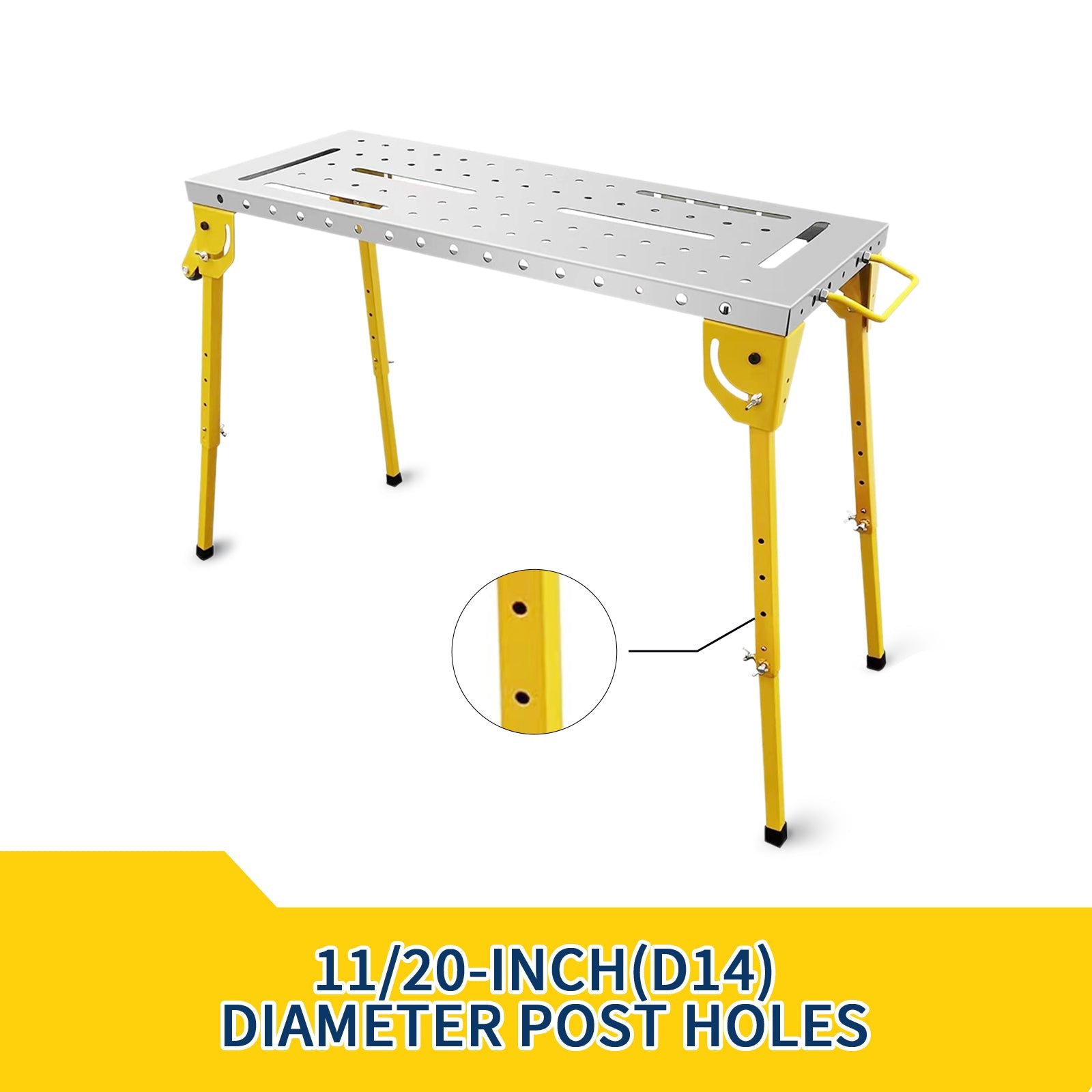 Tavolo da Saldatura Pieghevole Garvee con Ruote per Festa del Papà - Altezza Regolabile, 30x20 Pollici, Acciaio al Carbonio, Nero per Officina e Garage