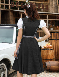 Abito tradizionale Dirndl Midi da donna Garvee in 2 pezzi con grembiule per l'Oktoberfest, taglie 34-48, confezione riutilizzabile