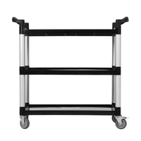 Carrello di servizio Garvee Heavy Duty a 3 ripiani con serratura per catering e pulizia, capacità 360 libbre, alluminio e plastica, 4 ruote bloccabili