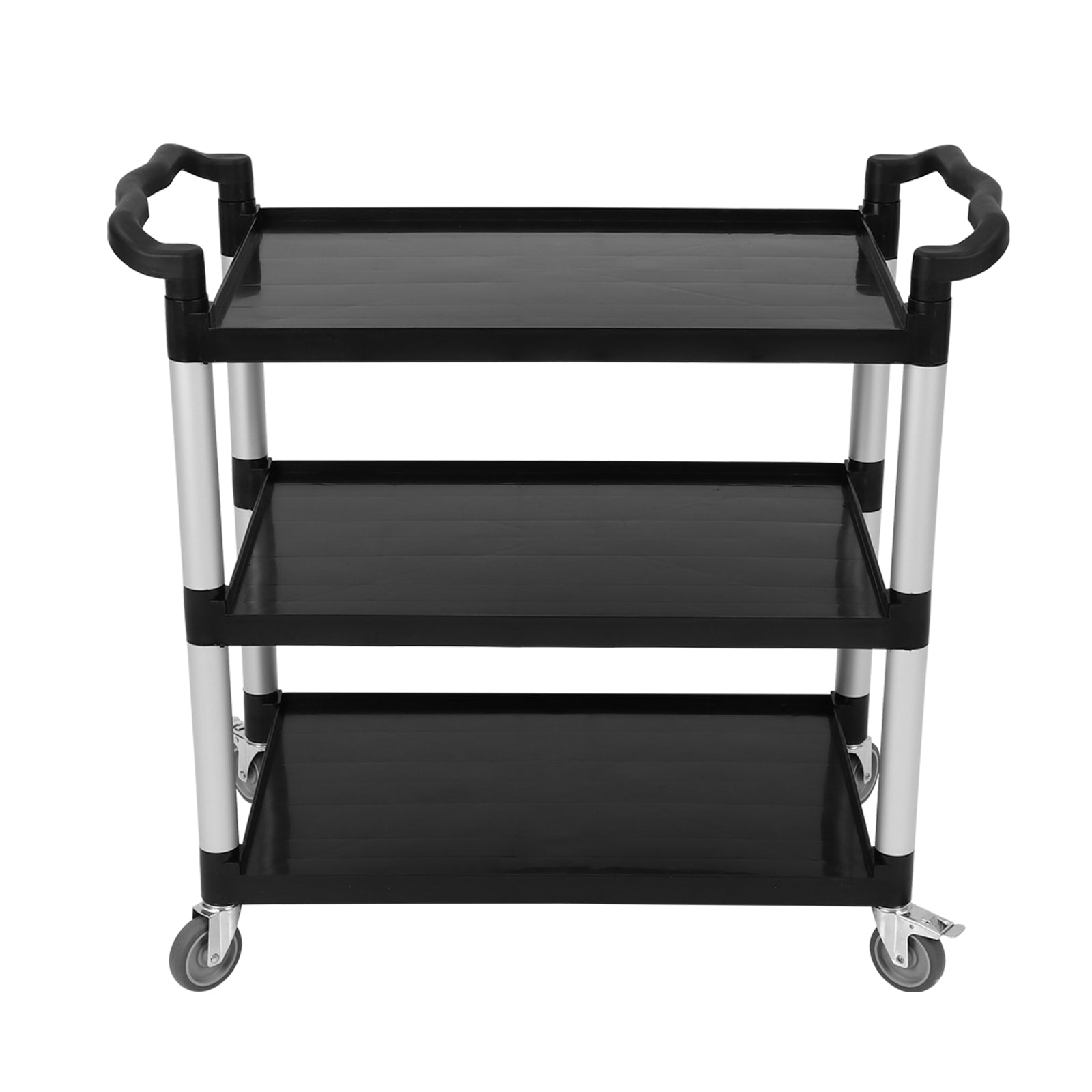 Carrello di servizio Garvee Heavy Duty a 3 ripiani con serratura per catering e pulizia, capacità 360 libbre, alluminio e plastica, 4 ruote bloccabili