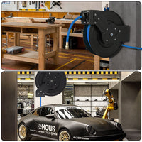 Avvolgitubo Retrattile Garvee 3/8" x 25 ft per Aria - Tubo Ibrido Pesante, Riavvolgimento Automatico, Supporto 180° - Ideale per Officina Festa del Papà