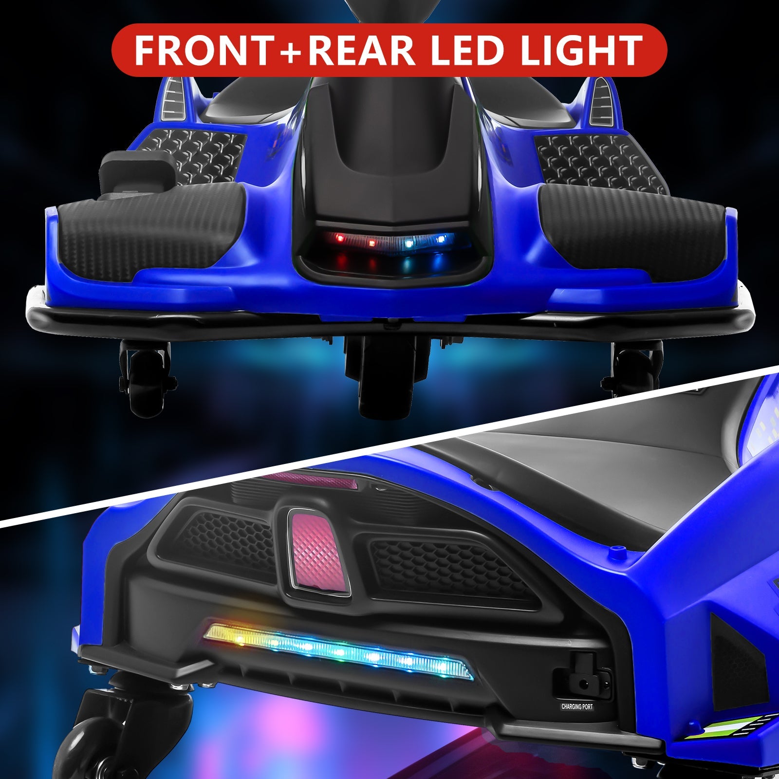 Garvee Kids Drift Go-Kart electric 24V - Telaio in metal, per star, blu - Perfect experience of drifting all'aperto for children.