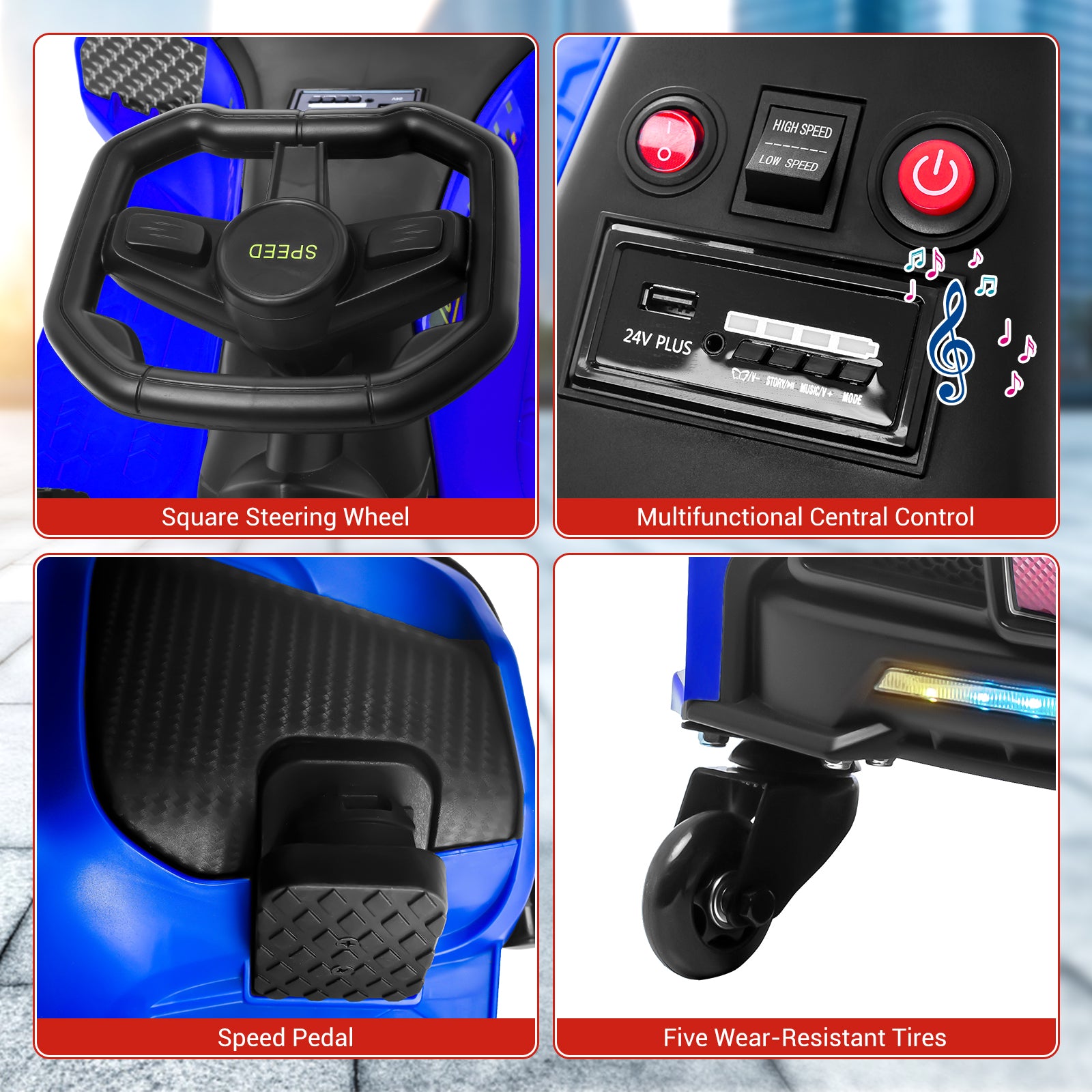 Garvee Kids Drift Go-Kart electric 24V - Telaio in metal, per star, blu - Perfect experience of drifting all'aperto for children.