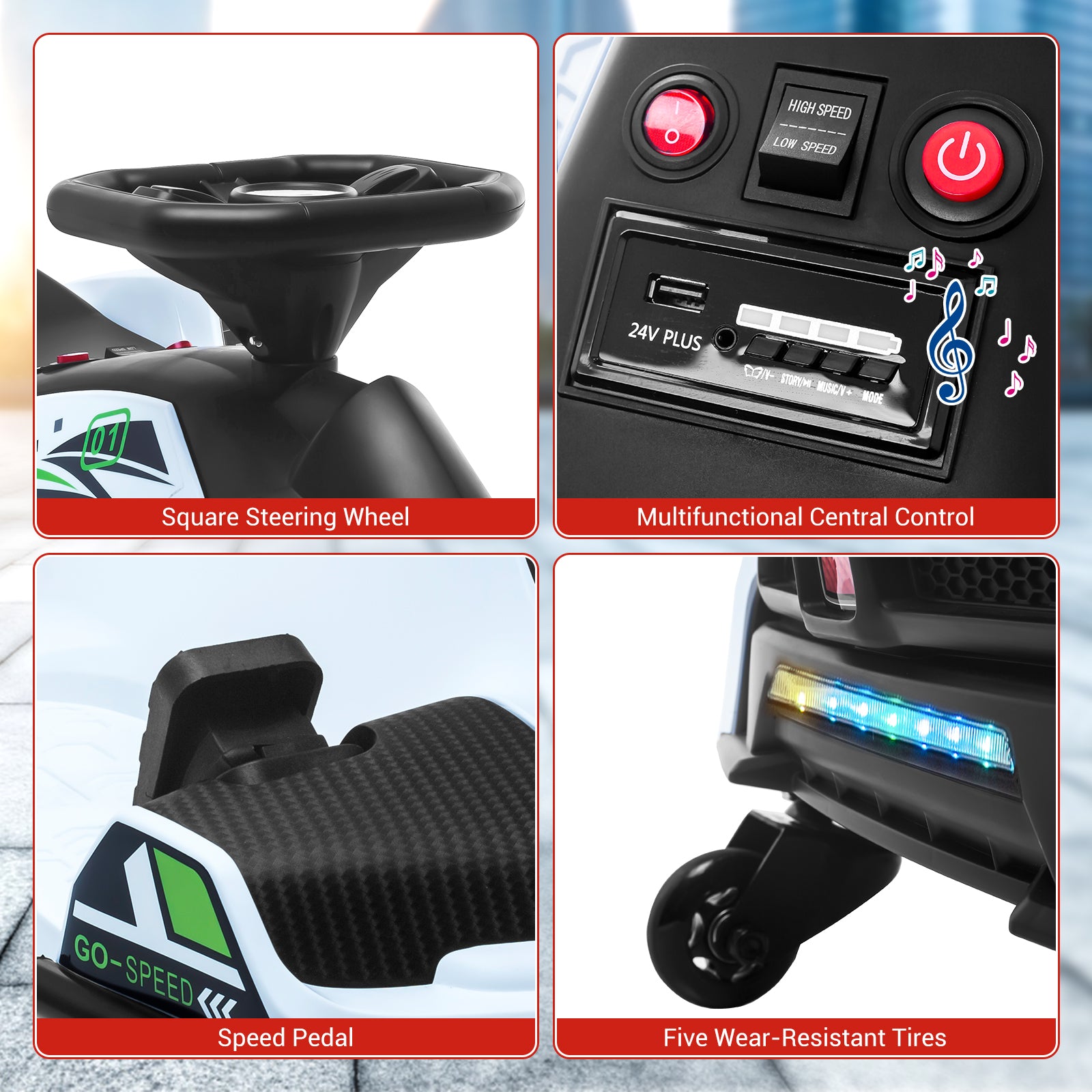 Garvee Kids Drift Go-Kart elettrico 24V – Telaio in metallo, per esterni, bianco – Corse veloci ed emozionanti avventure all'aria aperta.