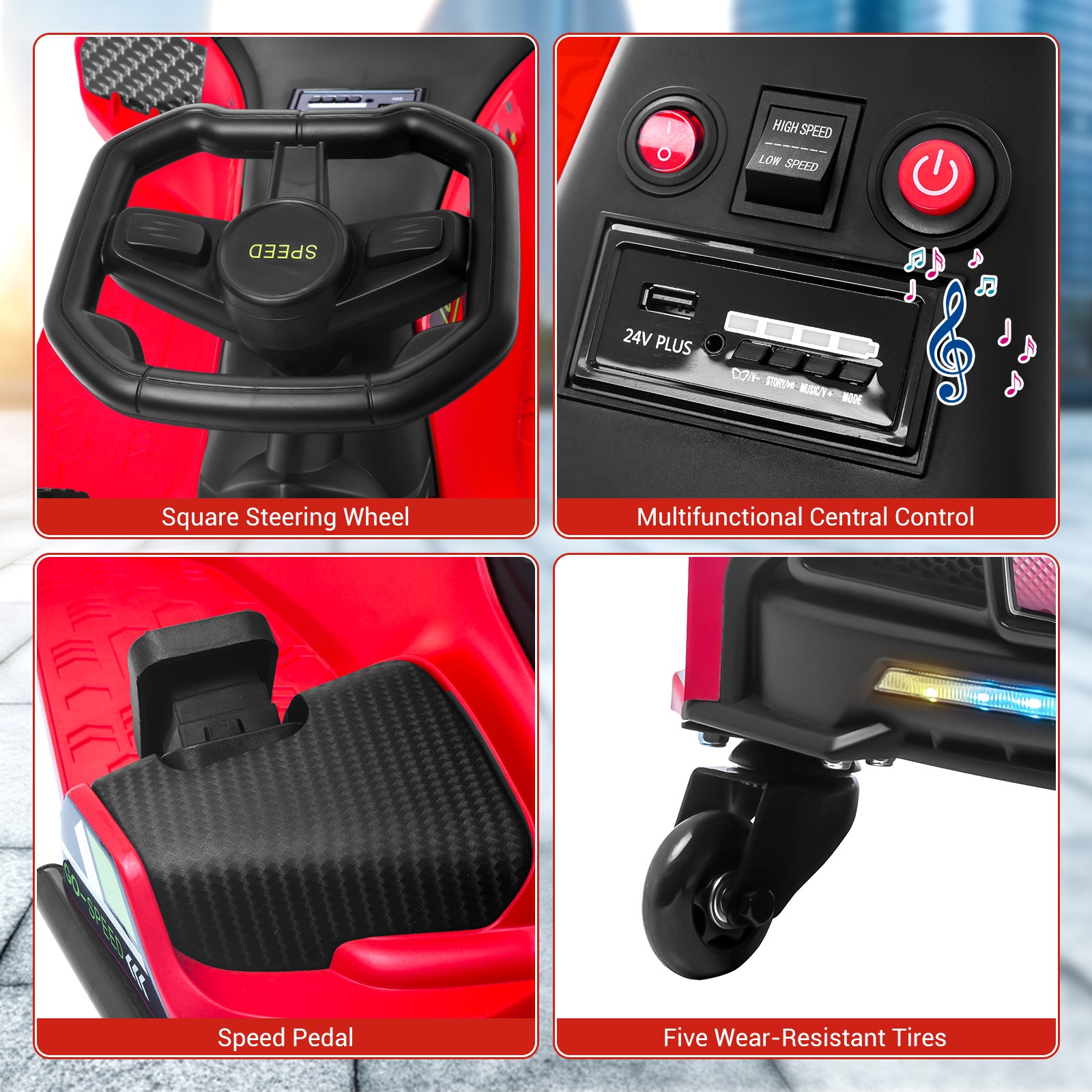 Garvee Kids Drift Go-Kart elettrico 24V - Telaio in metallo, per esterni, rosso - Divertimento e avventura per giovani conducenti