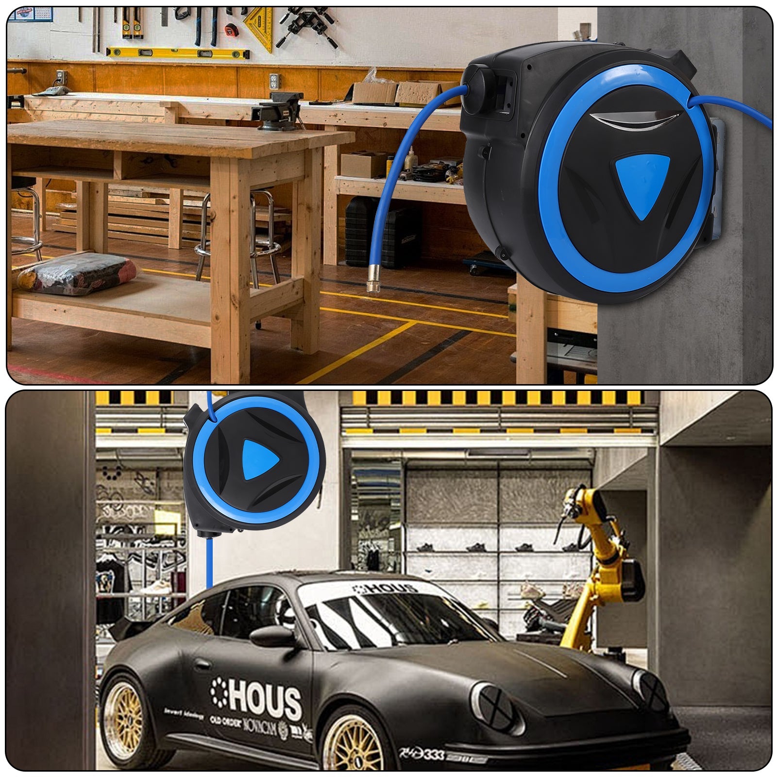 Il compressore per il compressore d'aria è Garvee da 3/8" x 80 piedi con meccanismo di bloccaggio automatico per officina e fai da te, flessibile, nero