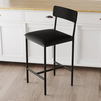 Set di 2 ripiani nel bar Garvee, sedute nel bar della cucina con poggiapiedi, imbottiti, guide ergonomiche, MDF e acciaio, nero rustico, stabili, per banconi e isole