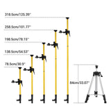 Garvee Asta Telescopica Livella 4,2 m con Treppiede Alluminio - Regolabile con Adattatori per Laser Rotativi e Lineari, Argento