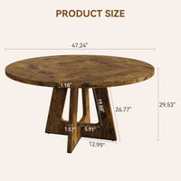 Tavolo da pranzo rotondo Garvee da 47" per 4-6 persone, stile rustico, robusto pannello MDF, piedini antiscivolo regolabili, legno, cucina e sala da pranzo