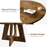 Tavolo da pranzo rotondo Garvee da 47" per 4-6 persone, stile rustico, robusto pannello MDF, piedini antiscivolo regolabili, legno, cucina e sala da pranzo - Marrone