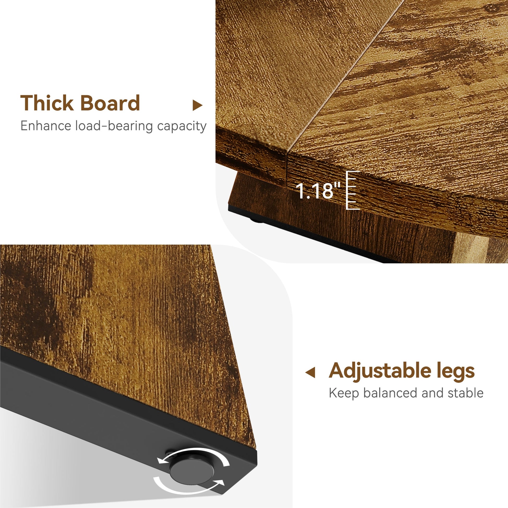 Tavolo da pranzo rotondo Garvee da 47" per 4-6 persone, stile rustico, robusto pannello MDF, piedini antiscivolo regolabili, legno, cucina e sala da pranzo