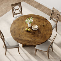 Tavolo da pranzo rotondo Garvee da 47" per 4-6 persone, stile rustico, robusto pannello MDF, piedini antiscivolo regolabili, legno, cucina e sala da pranzo