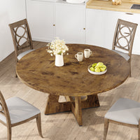 Tavolo da pranzo rotondo Garvee da 47" per 4-6 persone, stile rustico, robusto pannello MDF, piedini antiscivolo regolabili, legno, cucina e sala da pranzo