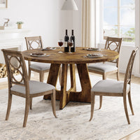 Tavolo da pranzo rotondo Garvee da 47" per 4-6 persone, stile rustico, robusto pannello MDF, piedini antiscivolo regolabili, legno, cucina e sala da pranzo