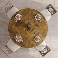 Tavolo da pranzo rotondo Garvee da 47" per 4-6 persone, stile rustico, robusto pannello MDF, piedini antiscivolo regolabili, legno, cucina e sala da pranzo