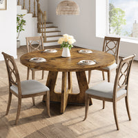 Tavolo da pranzo rotondo Garvee da 47" per 4-6 persone, stile rustico, robusto pannello MDF, piedini antiscivolo regolabili, legno, cucina e sala da pranzo