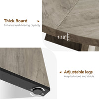 Tavolo da pranzo rotondo Garvee da 47" per 4-6 persone, stile rustico, piano in MDF robusto, gambe in legno, piedini antiscivolo regolabili, grigio, sala da pranzo e cucina