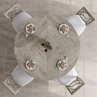 Tavolo da pranzo rotondo Garvee da 47" per 4-6 persone, stile rustico, piano in MDF robusto, gambe in legno, piedini antiscivolo regolabili, grigio, sala da pranzo e cucina