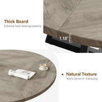 Tavolo da pranzo rotondo GARVEE da 47 pollici, grande tavolo in legno, stile industriale, legno MDF e metallo, tavolo grigio, per sala da pranzo e soggiorno