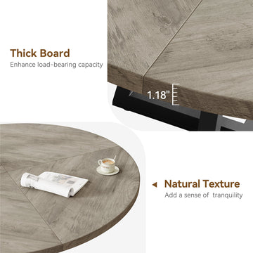 Tavolo da pranzo rotondo GARVEE da 47 pollici, grande tavolo in legno, stile industriale, legno MDF e metallo, tavolo grigio, per sala da pranzo e soggiorno
