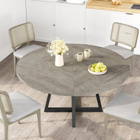 Tavolo da pranzo rotondo GARVEE da 47 pollici, grande tavolo in legno, stile industriale, legno MDF e metallo, tavolo grigio, per sala da pranzo e soggiorno