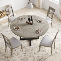 Tavolo da pranzo rotondo GARVEE da 47 pollici, grande tavolo in legno, stile industriale, legno MDF e metallo, tavolo grigio, per sala da pranzo e soggiorno