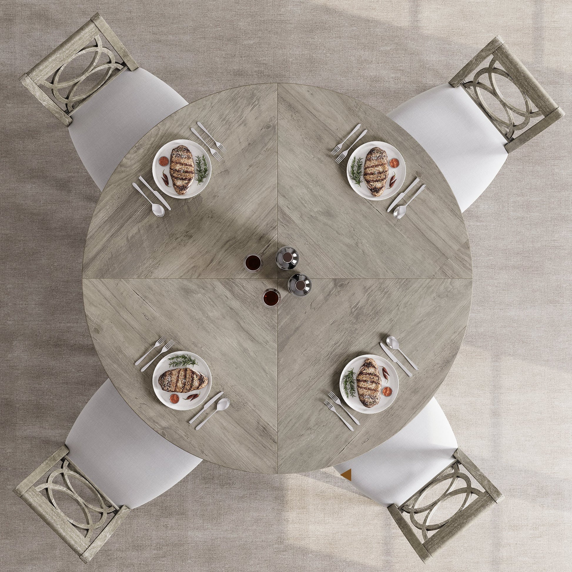 Tavolo da pranzo rotondo GARVEE da 47 pollici, grande tavolo in legno, stile industriale, legno MDF e metallo, tavolo grigio, per sala da pranzo e soggiorno