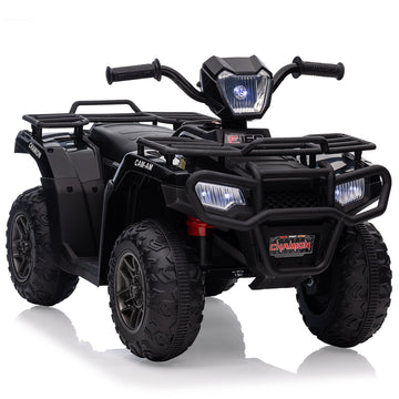 Garvee Veicolo elettrico da 12 V per bambini, nero, con luci a LED e funzione musicale per viaggi sicuri su strada, dai 3 anni in su